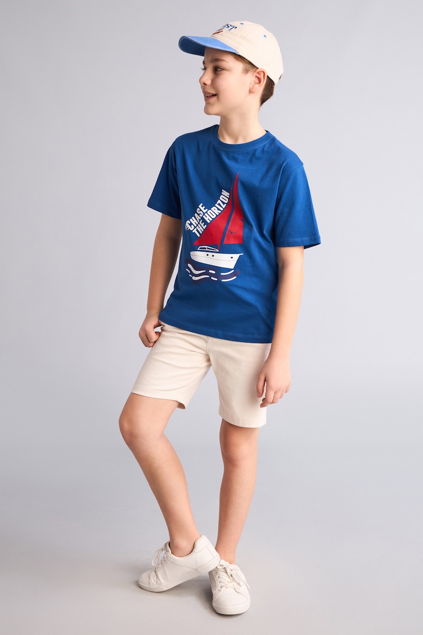 BOYS & TEENS Dark Blue Boy New Regular Fit Printed T-Shirt