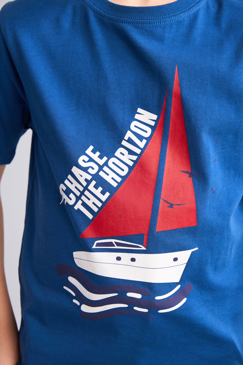 BOYS & TEENS Dark Blue Boy New Regular Fit Printed T-Shirt