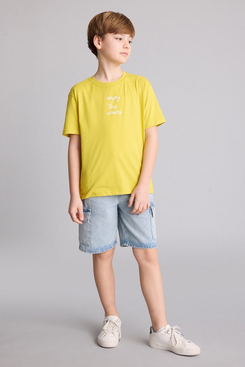 Young Boys - Teen Boys Yellow Boy Regular Fit Printed Short Sleeve T-Shirt