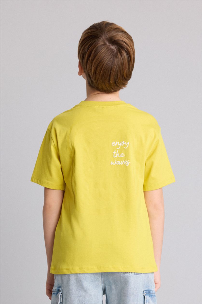 Young Boys - Teen Boys Yellow New Regular Fit Printed Short Sleeve T-Shirt