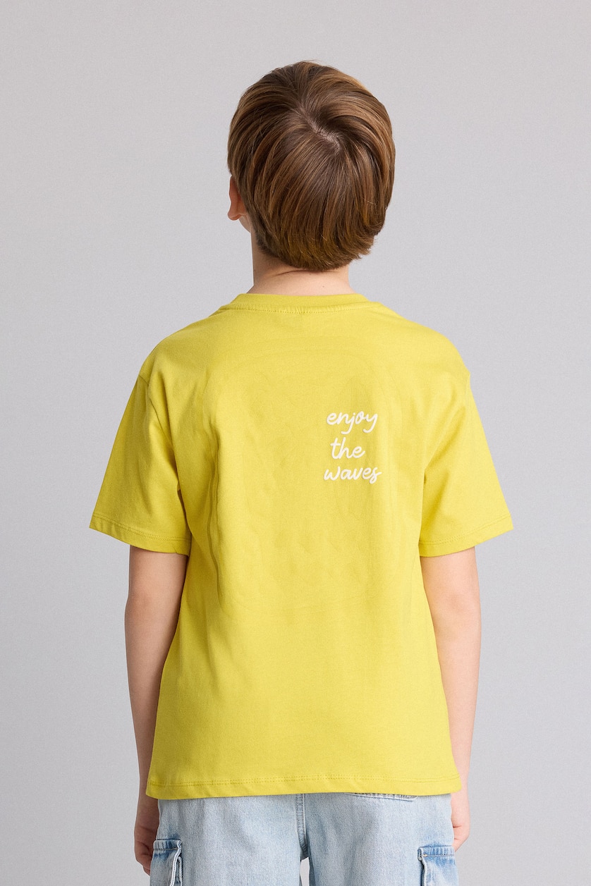 Young Boys - Teen Boys Yellow Boy Regular Fit Printed Short Sleeve T-Shirt
