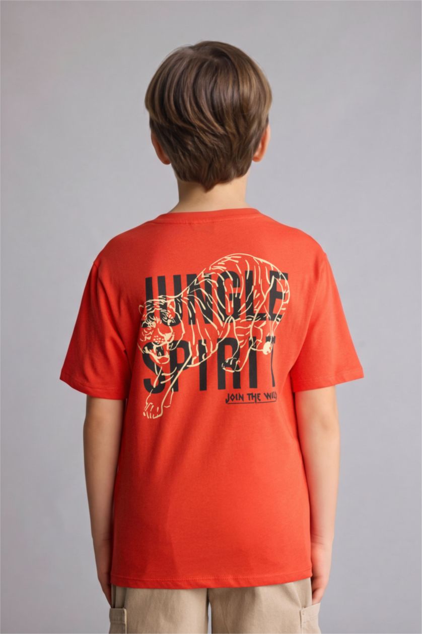 Erkek Çocuk - Genç Erkek Turuncu Regular Fit Kısa kollu Baskılı Tişört Erkek Çocuk