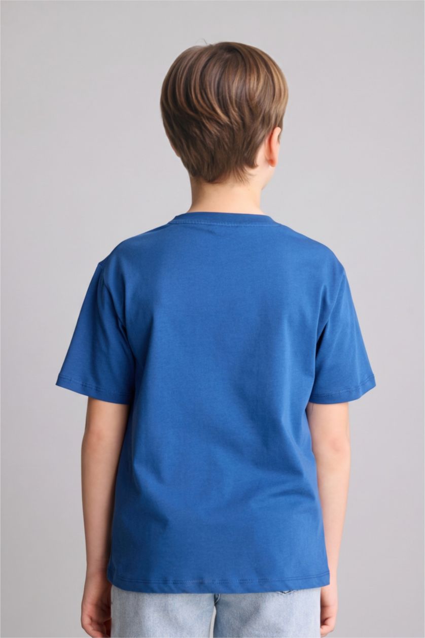 GARÇONS Bleu T-shirt imprimé à col rond et manches courtes Coupe régulière pour garçon