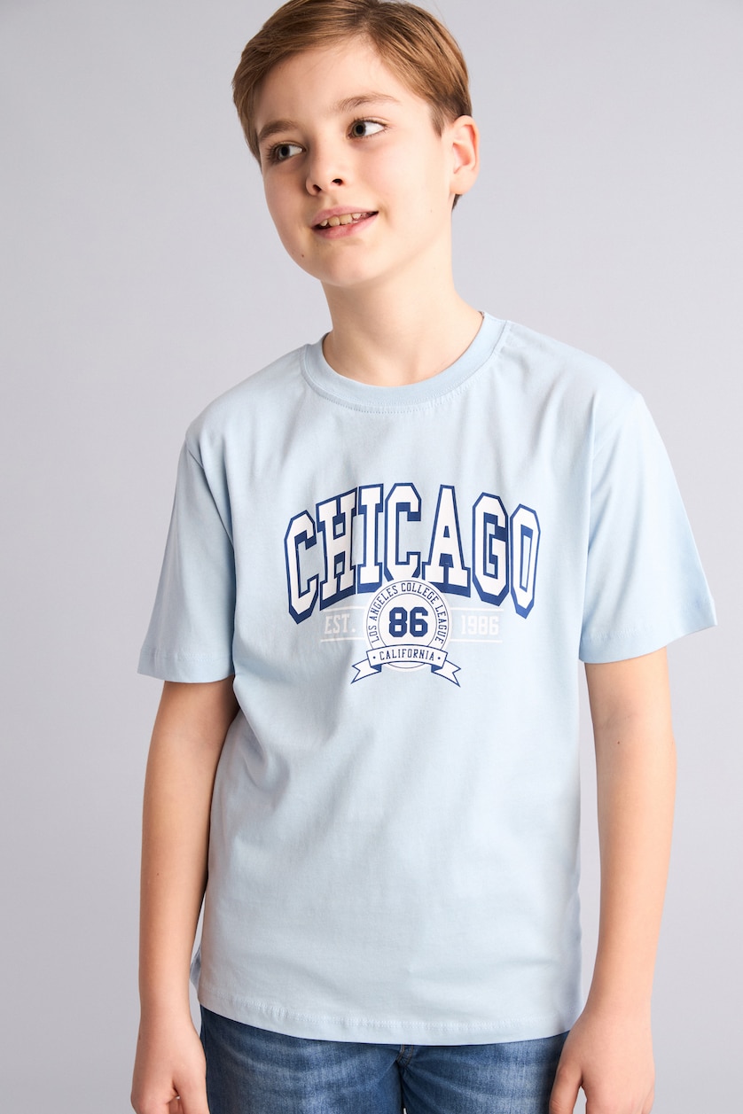 Young Boys - Teen Boys Light Blue Boy New Regular Fit Printed Short Sleeve T-Shirt