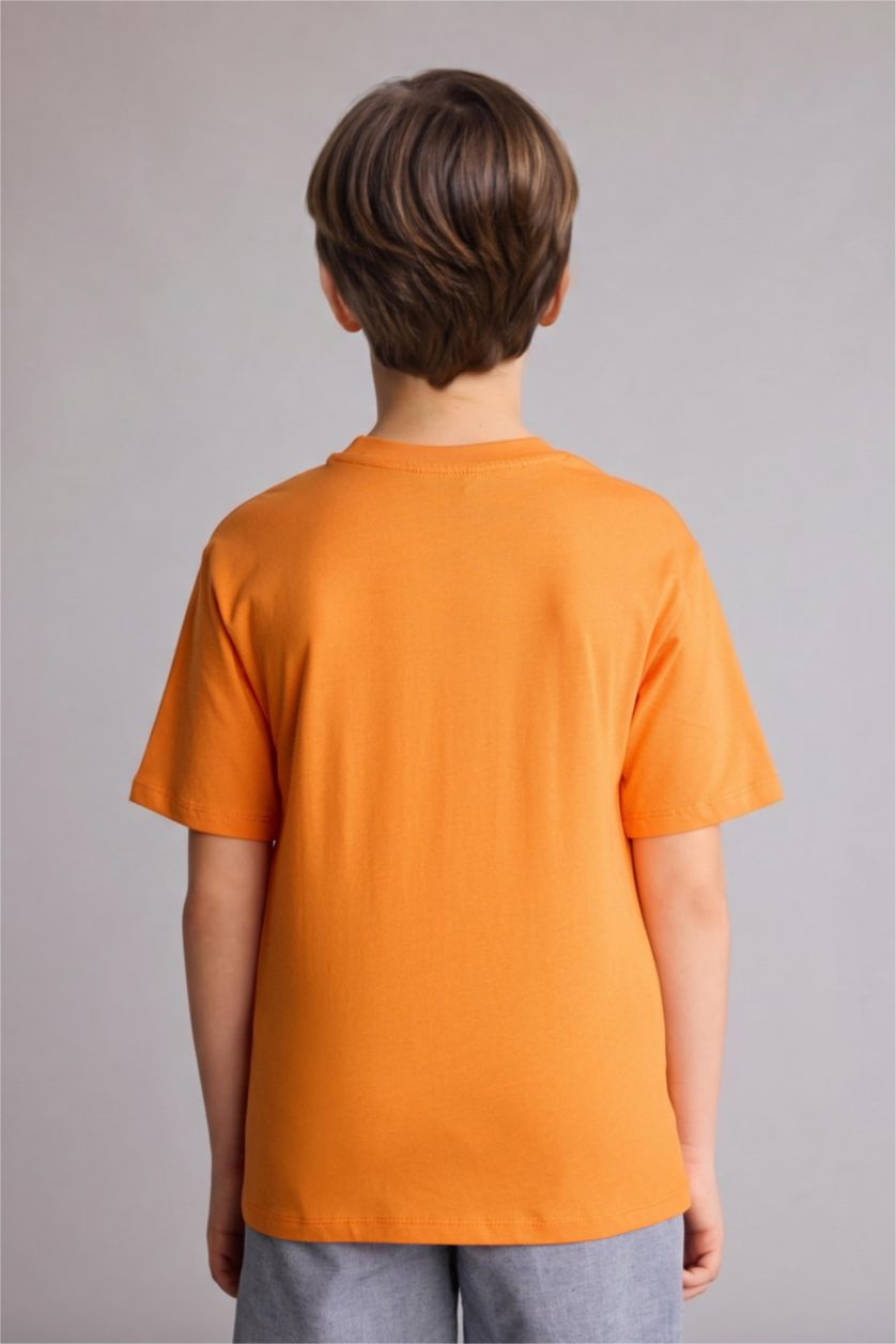 Erkek Çocuk - Genç Erkek Turuncu Regular Fit Kısa kollu Baskılı Tişört Erkek Çocuk