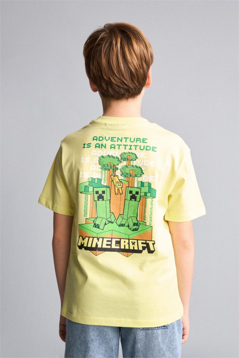 Young Boys - Teen Boys Light Yellow New Regular Fit Printed Short Sleeve T-Shirt