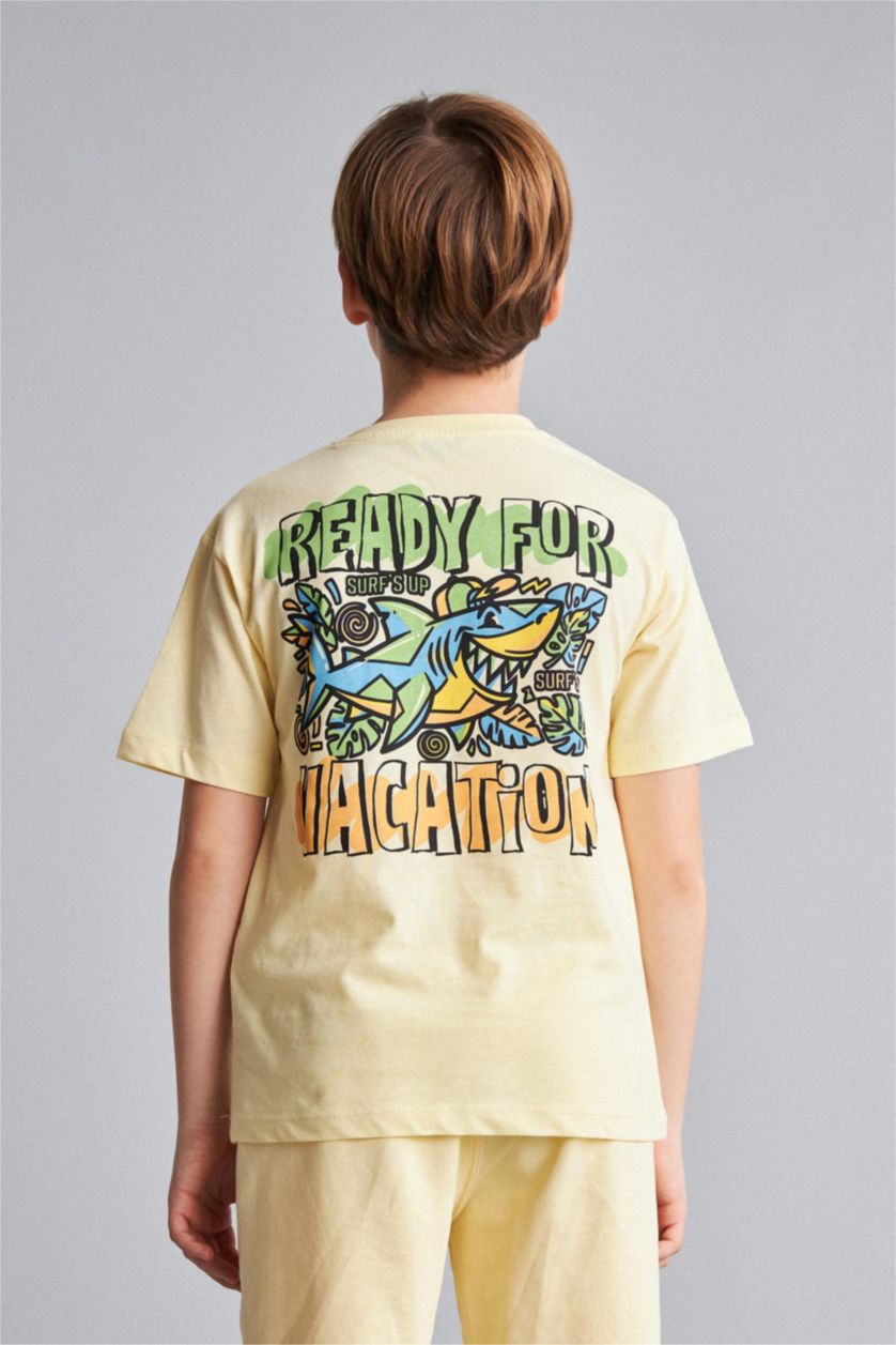 BOYS & TEENS Light Yellow New Regular Fit Printed Short Sleeve T-Shirt