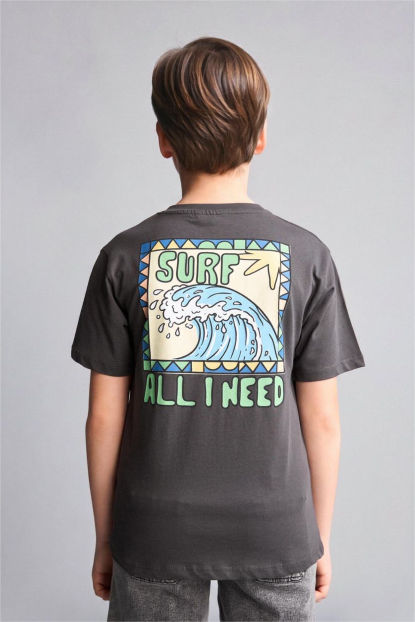 Boys & Teens Anthracite تيشيرت ولادي نص ردن مطبوع قصة عادية