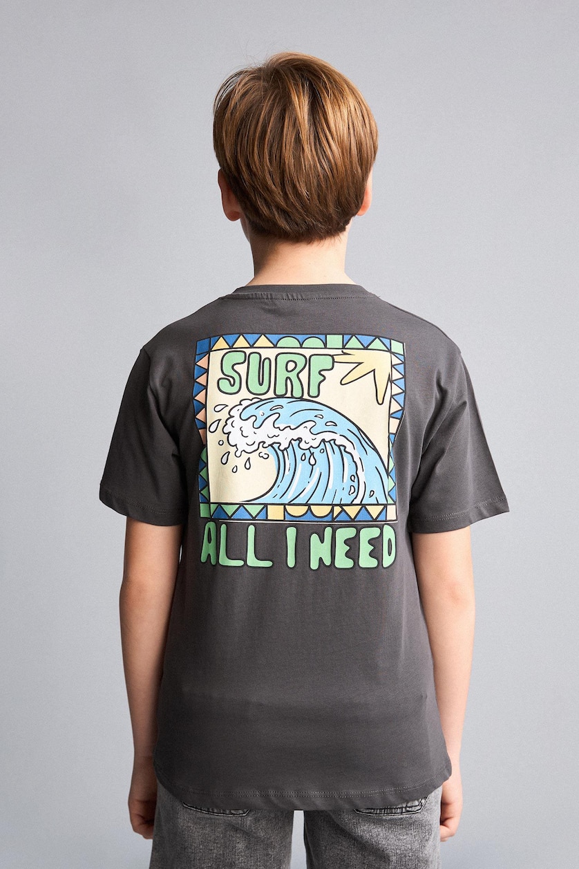 Young Boys - Teen Boys Anthracite Boy New Regular Fit Crew Neck Printed T-Shirt