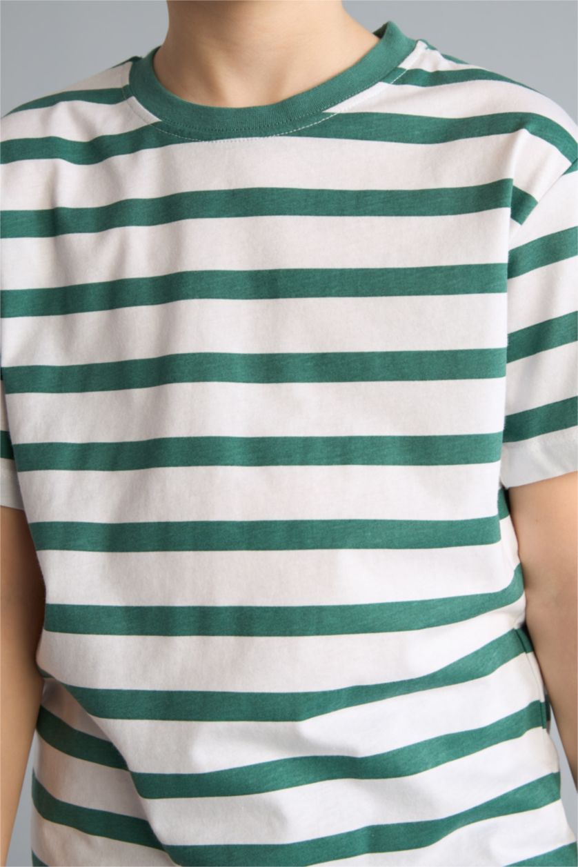 Erkek Çocuk - Genç Erkek Yeşil New Regular Fit Kısa kollu Desenli Tişört Erkek Çocuk