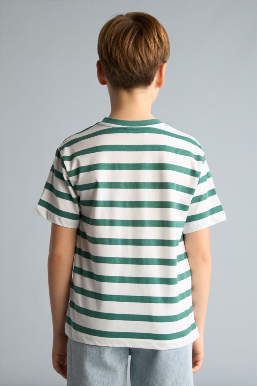 Erkek Çocuk - Genç Erkek Yeşil New Regular Fit Kısa kollu Desenli Tişört Erkek Çocuk