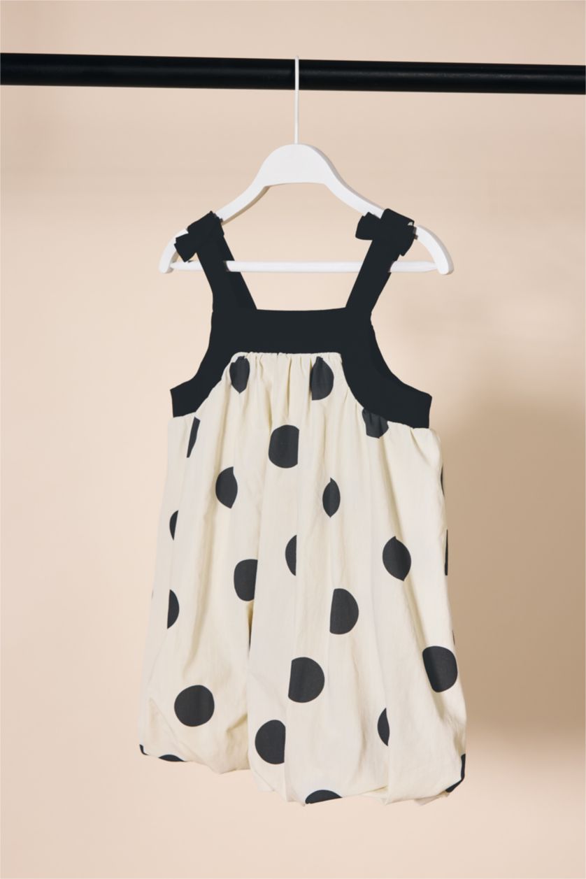 Kız Bebek Ekru Askılı Poplin Elbise Kız Bebek