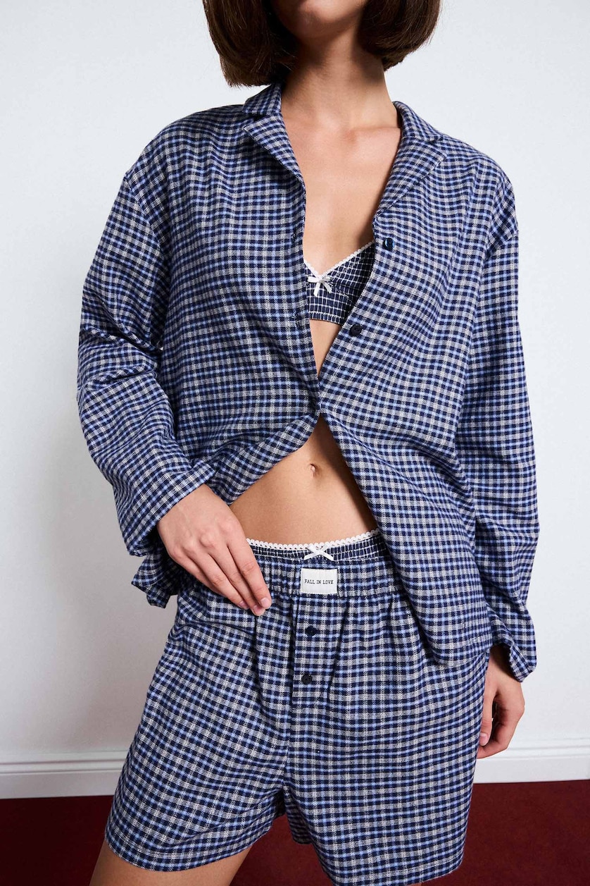 Women NAVY Flanel 2 piece Set