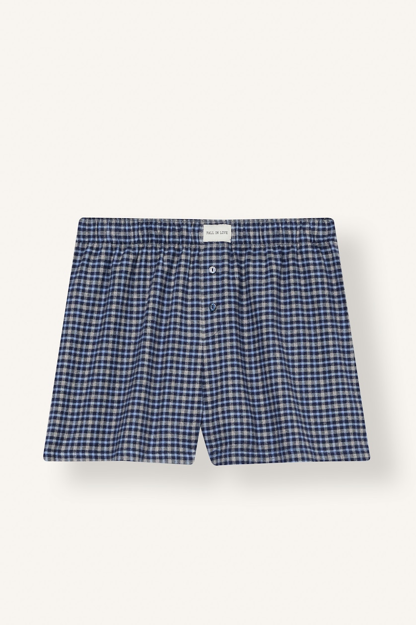 FEMME Marin Ensemble en flanelle 100% coton à carreaux Top à manches courtes et Short Coupe régulière