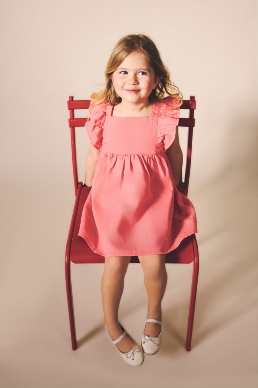 Kız Bebek Pembe Poplin Elbise Kız Bebek