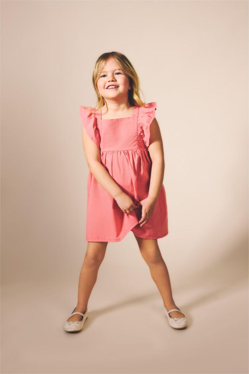 Kız Bebek Pembe Poplin Elbise Kız Bebek