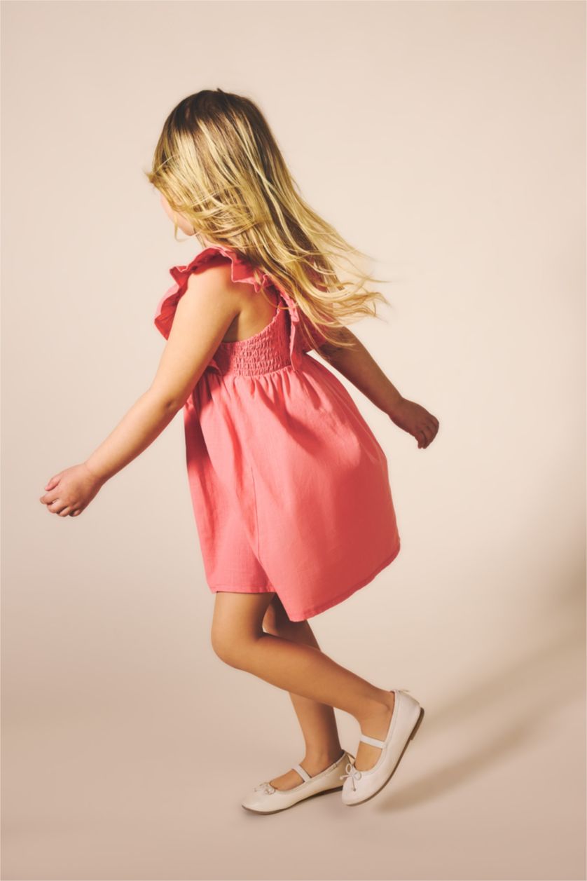 Kız Bebek Pembe Poplin Elbise Kız Bebek