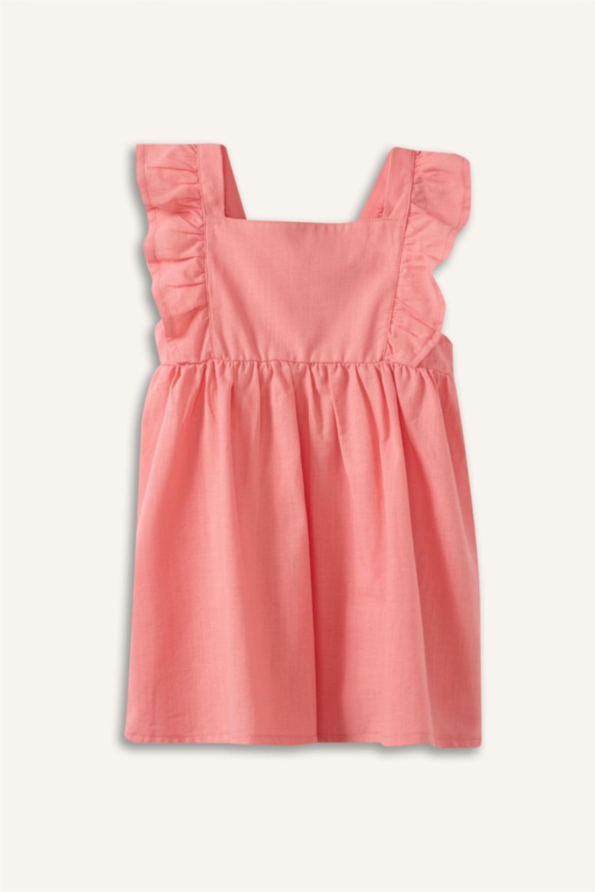 Kız Bebek Pembe Poplin Elbise Kız Bebek