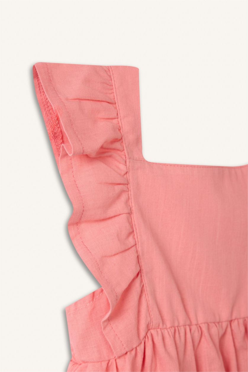 Kız Bebek Pembe Poplin Elbise Kız Bebek