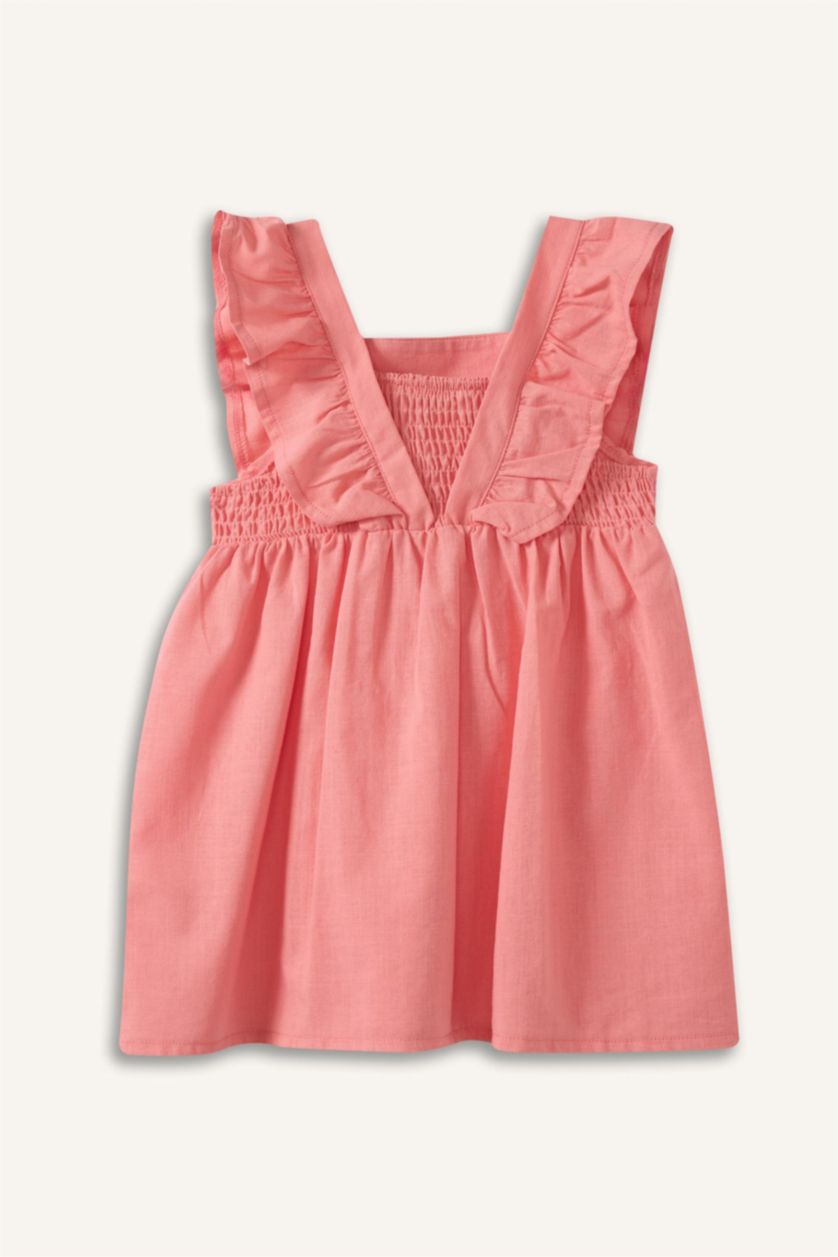Kız Bebek Pembe Poplin Elbise Kız Bebek