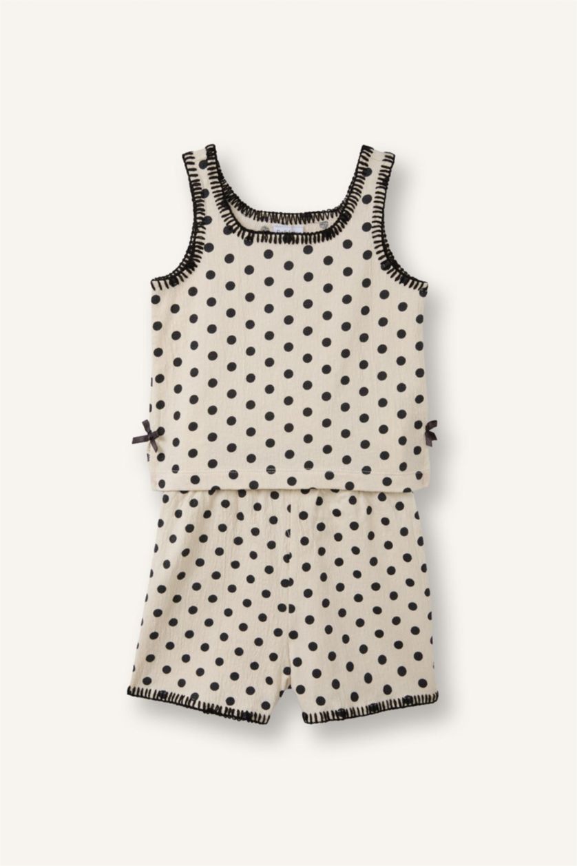 BABY GIRL Ecru Baby Girl 2 piece Regular Fit Square Collar Set