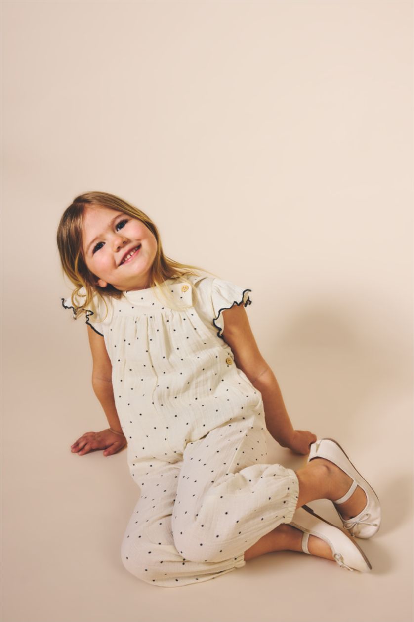 Kız Bebek Ekru Kız Bebek Pop Art Baskılı Müslin Tulum