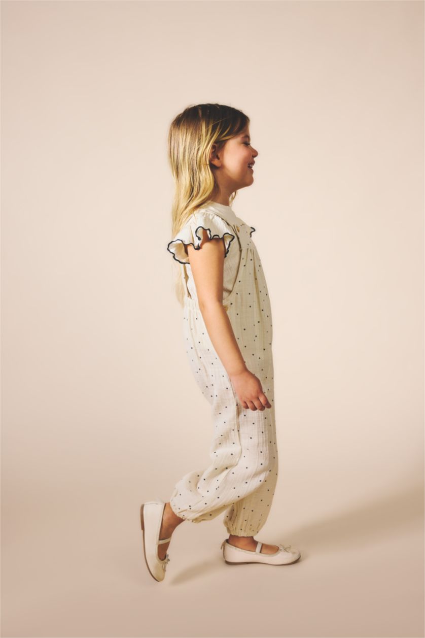 Kız Bebek Ekru Kız Bebek Pop Art Baskılı Müslin Tulum