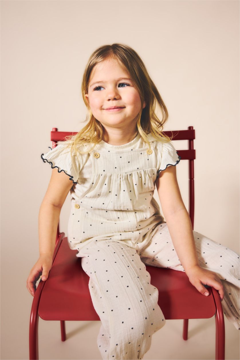 Kız Bebek Ekru Kız Bebek Pop Art Baskılı Müslin Tulum