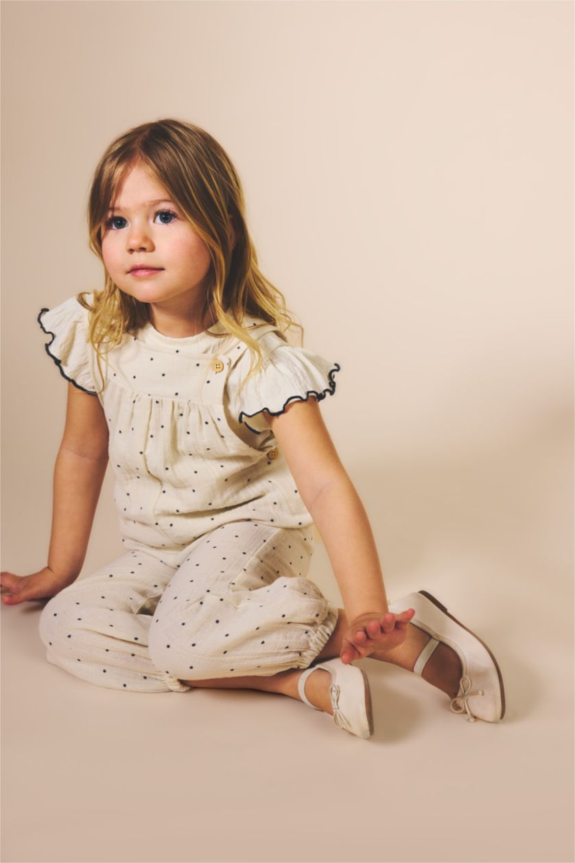 Kız Bebek Ekru Kız Bebek Pop Art Baskılı Müslin Tulum