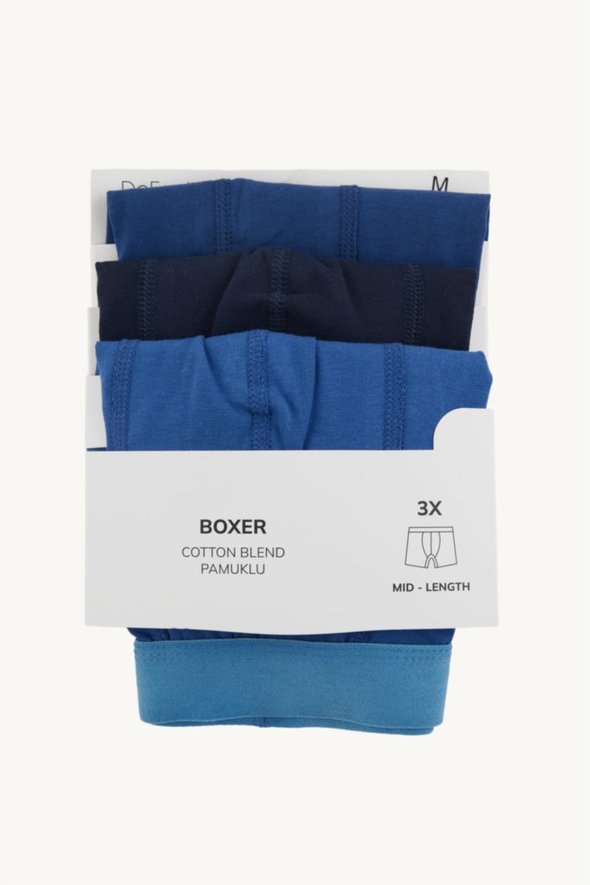 Erkek Lacivert Regular Fıt 3'lü Boxer