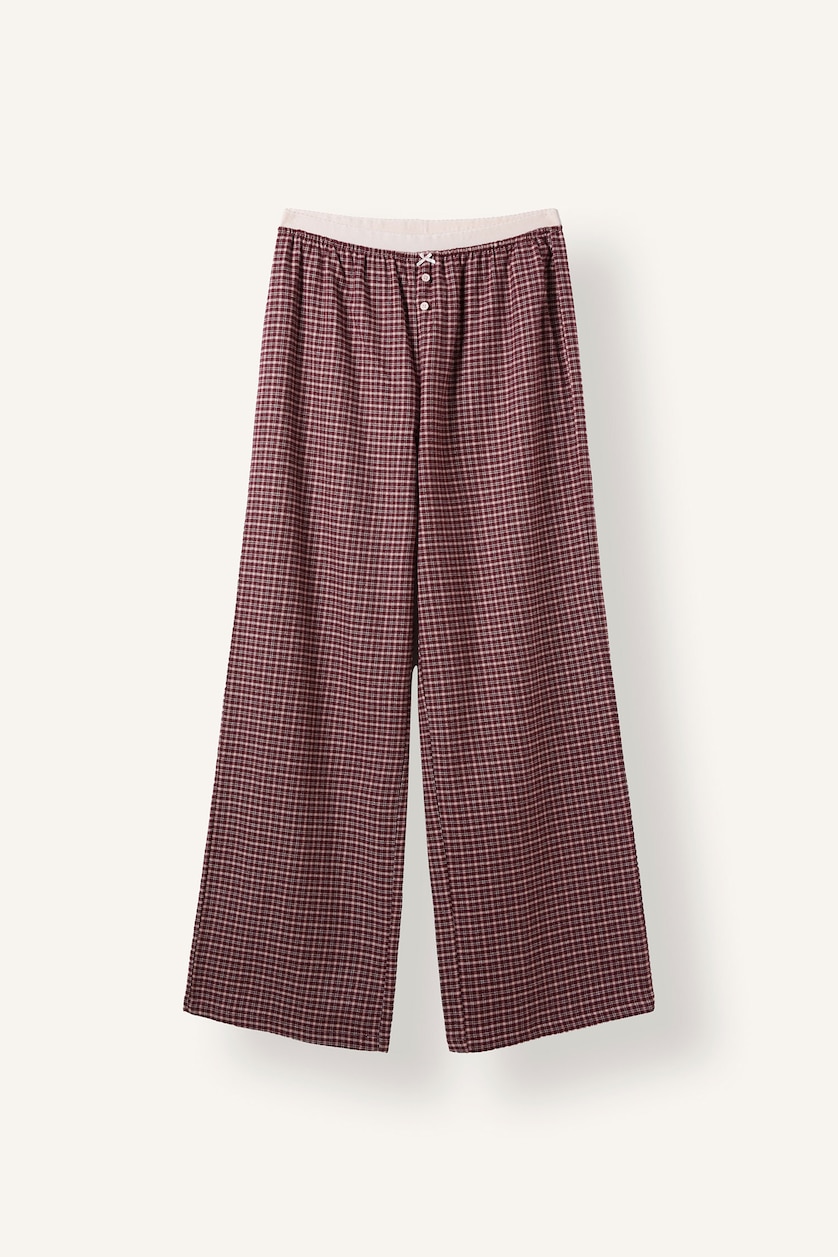 Women Bordeaux Flanel 2 piece Set