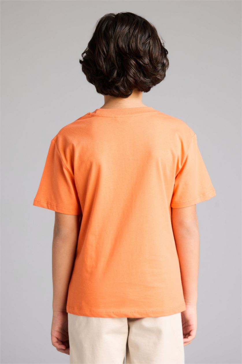 Erkek Çocuk - Genç Erkek Turuncu Baskılı Tişört Erkek Çocuk