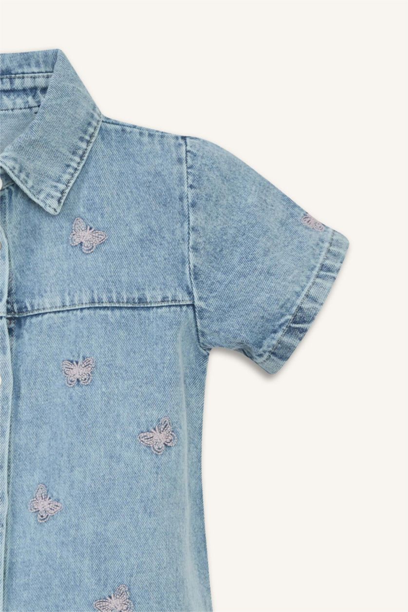 Kız Bebek Mavi Pamuklu Kız Bebek Elbise