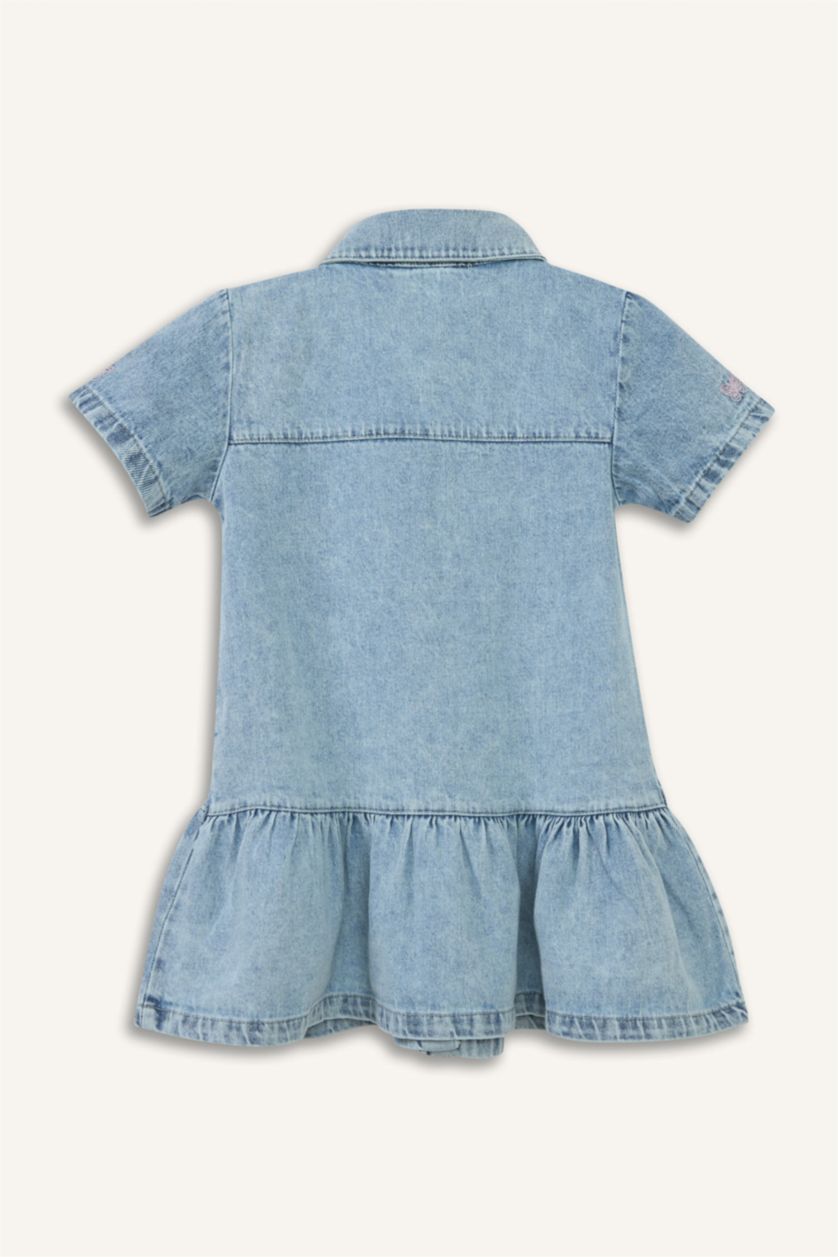 Kız Bebek Mavi Pamuklu Kız Bebek Elbise