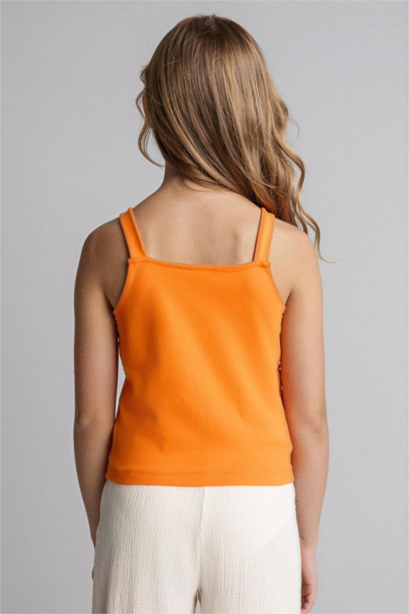 Kız Çocuk - Genç Kız Turuncu Çiçek desenli Atlet Kız Çocuk