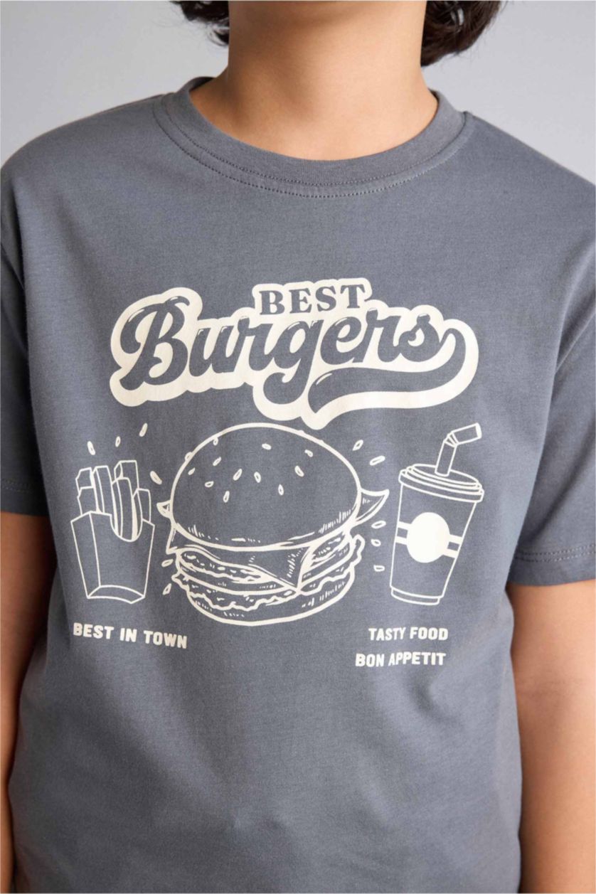 Erkek Çocuk - Genç Erkek Antrasit Baskılı Tişört Erkek Çocuk