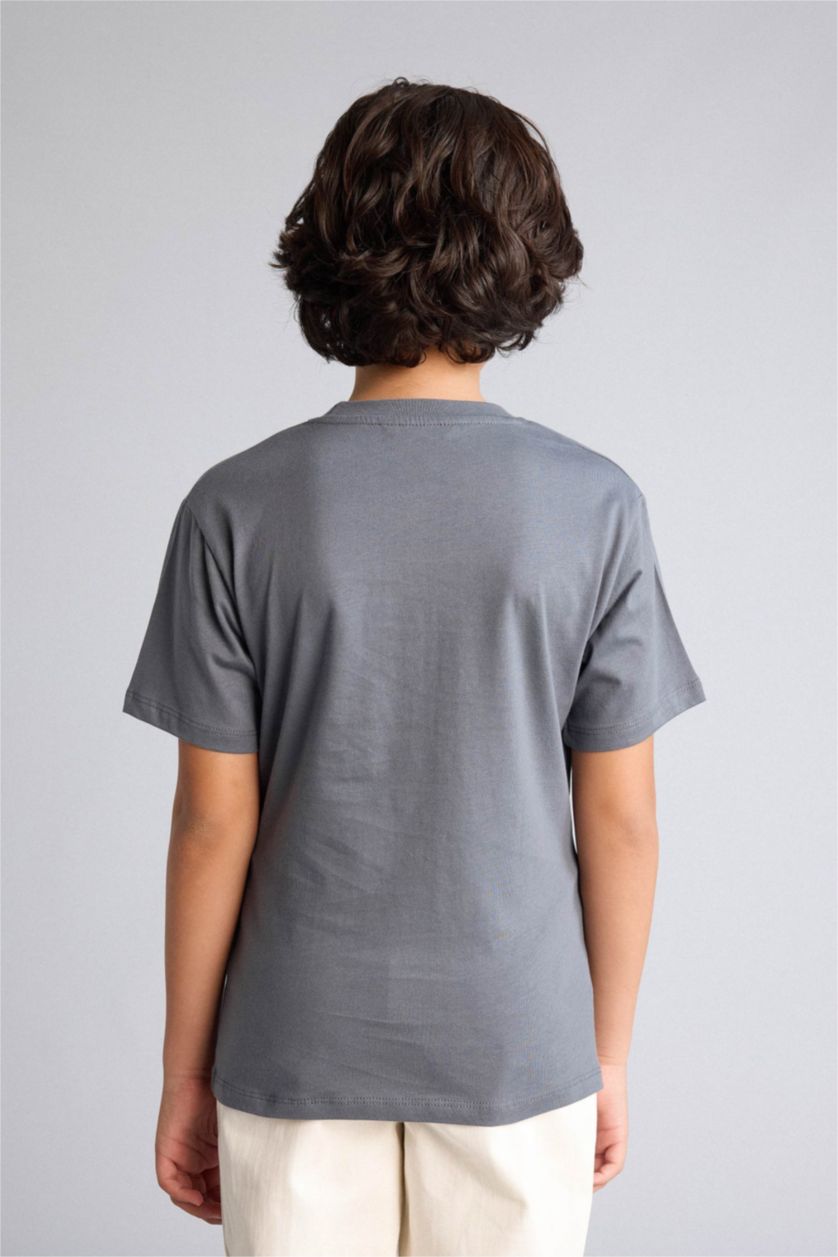 Erkek Çocuk - Genç Erkek Antrasit Baskılı Tişört Erkek Çocuk