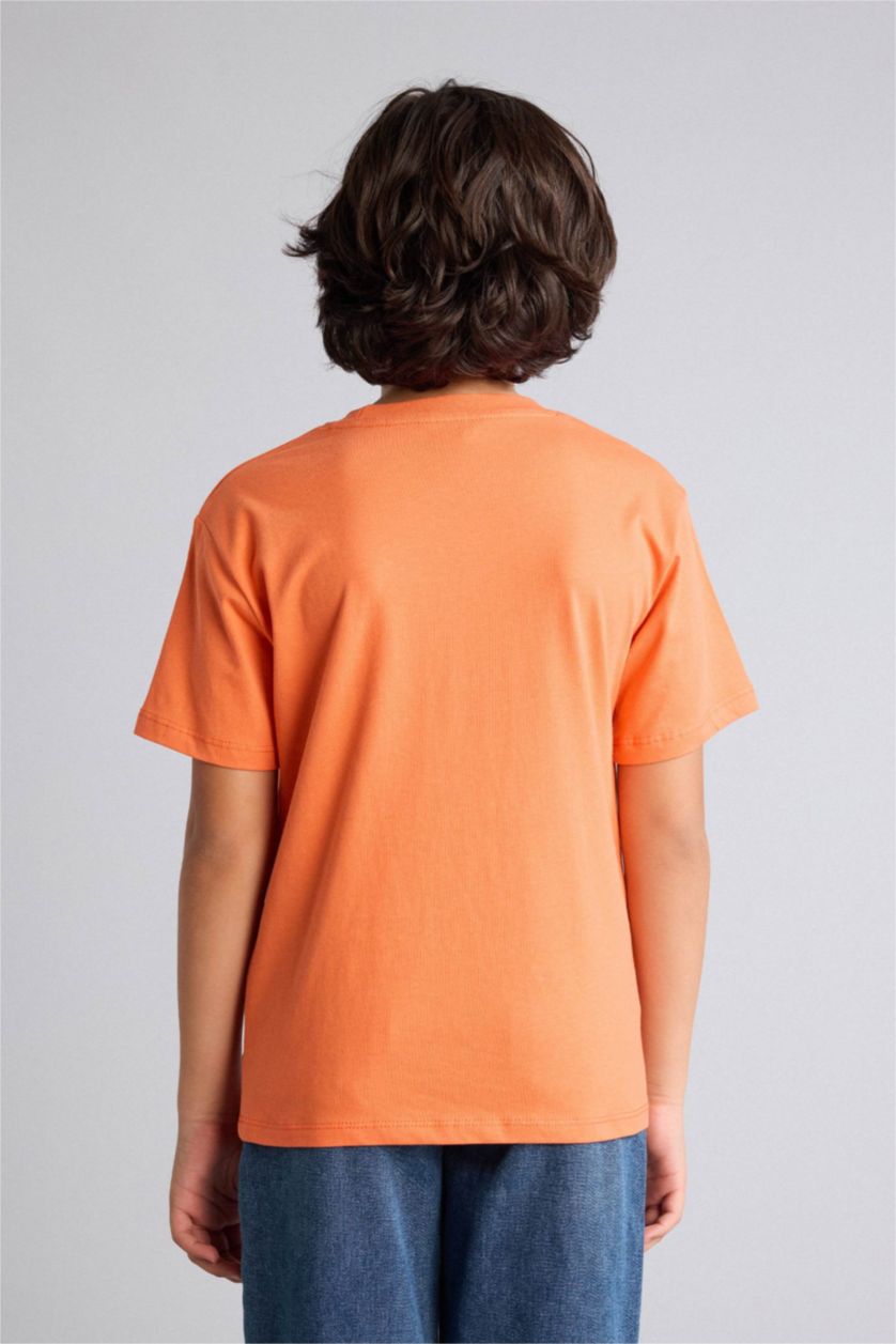 Erkek Çocuk - Genç Erkek Turuncu Baskılı Tişört Erkek Çocuk
