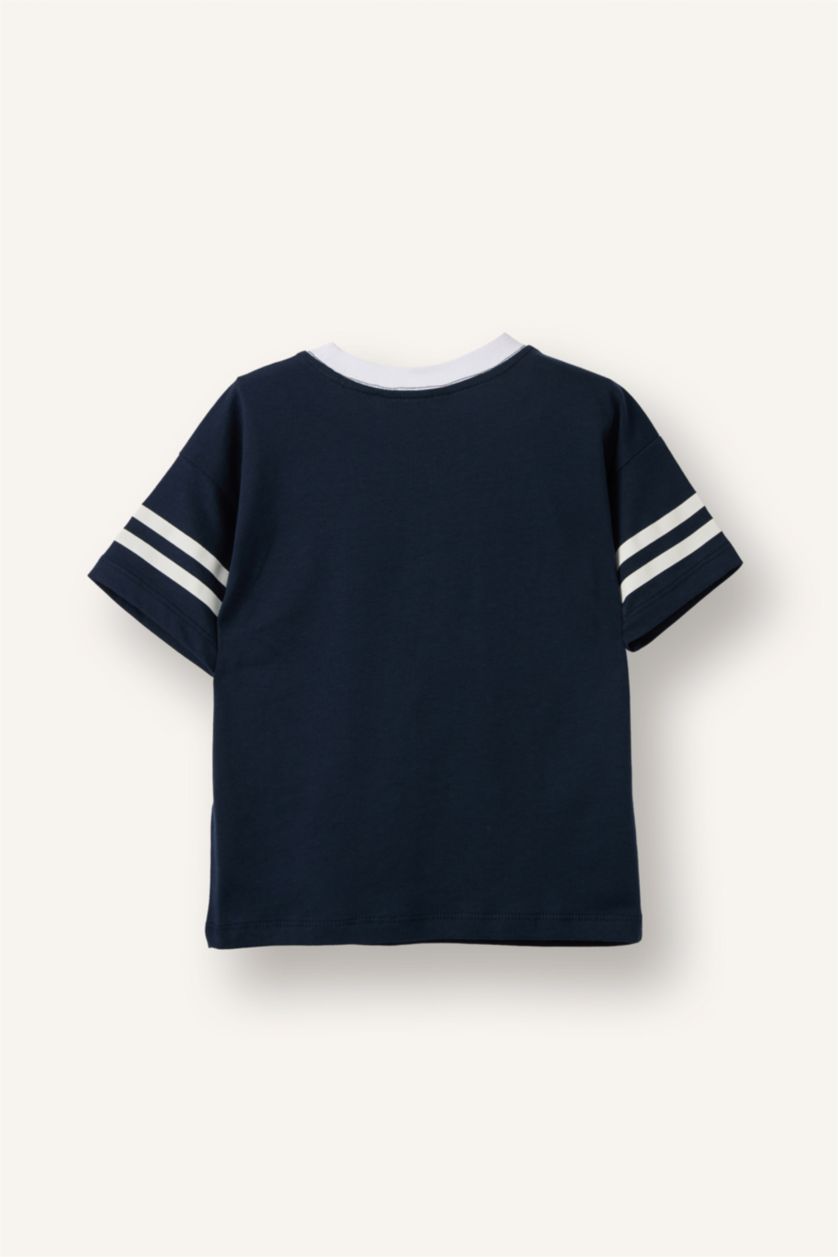 Erkek Bebek Lacivert Oversıze Baskılı Tişört Erkek Bebek