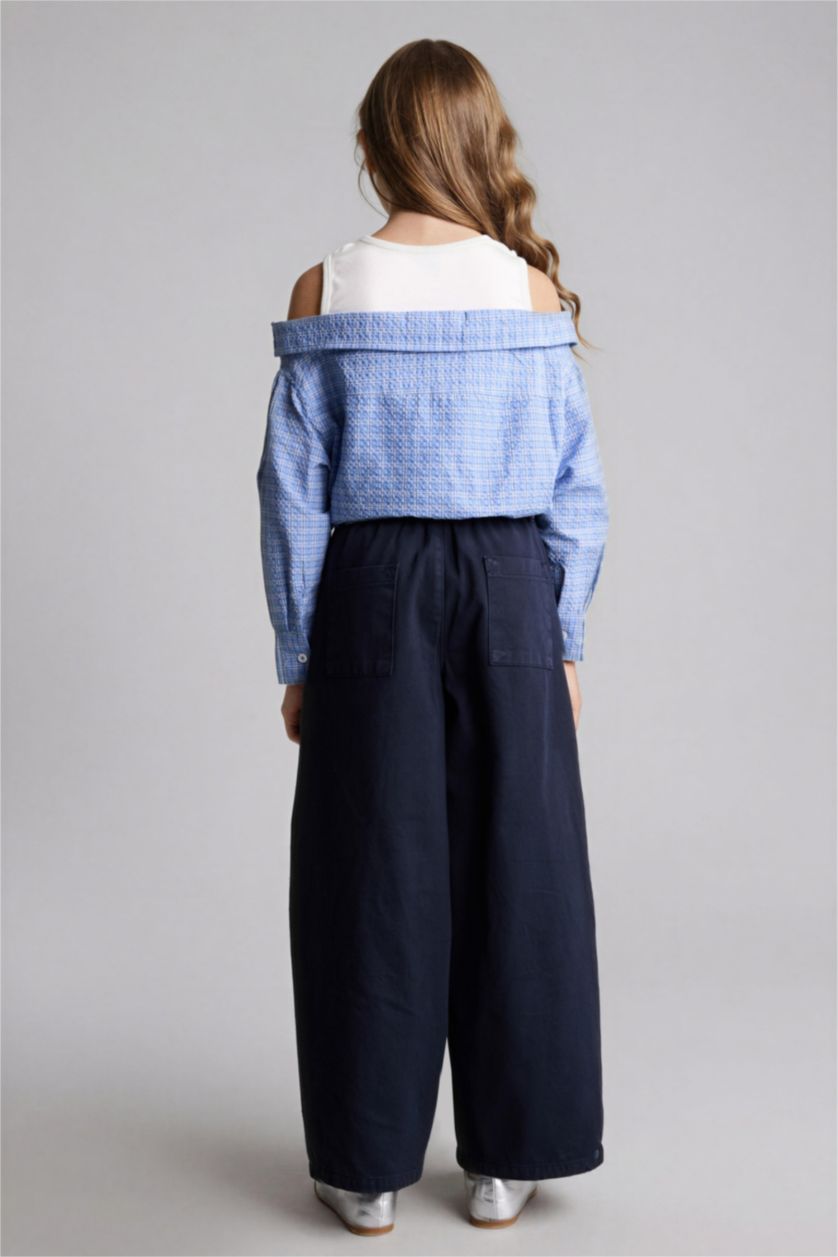 بنات كحلي بنطرون باجي فيت وايد ليج برجل واسع