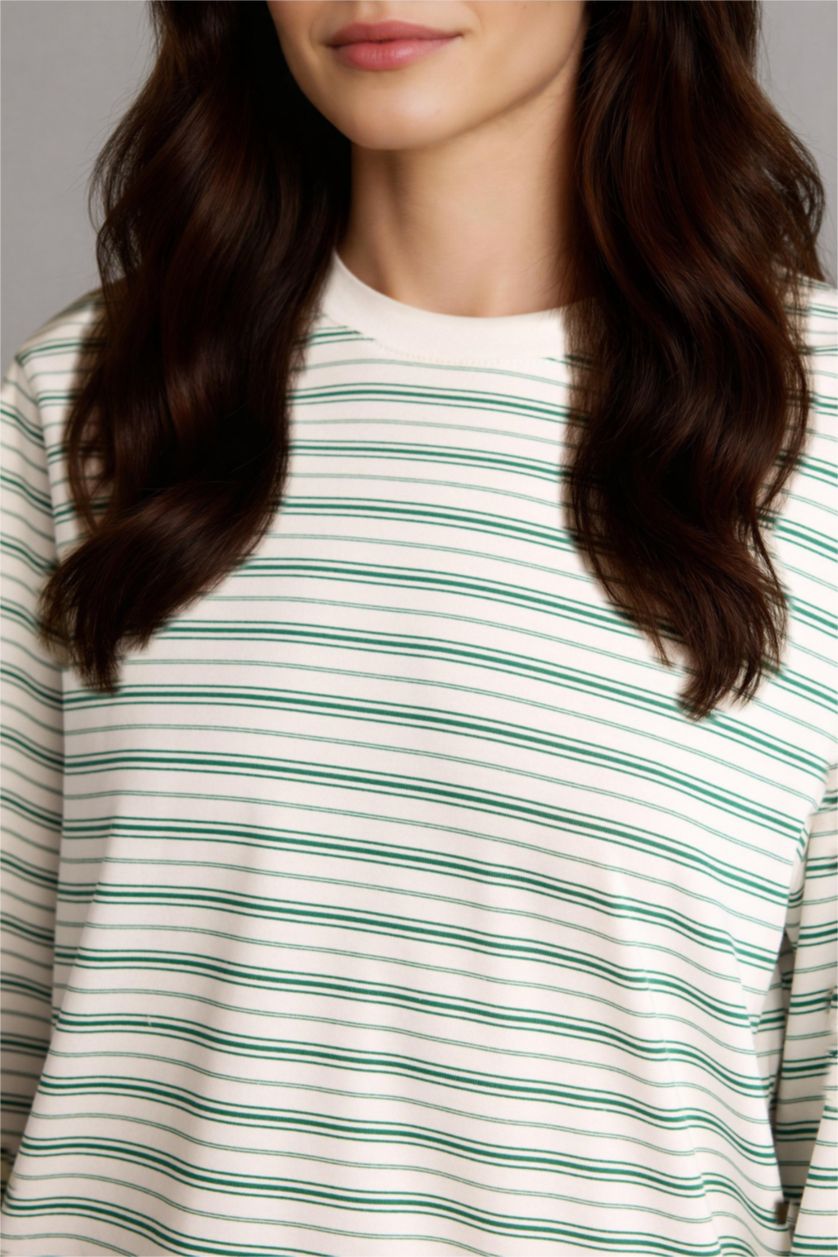 Kadın Yeşil Relax Fıt Uzun Kollu Tunik