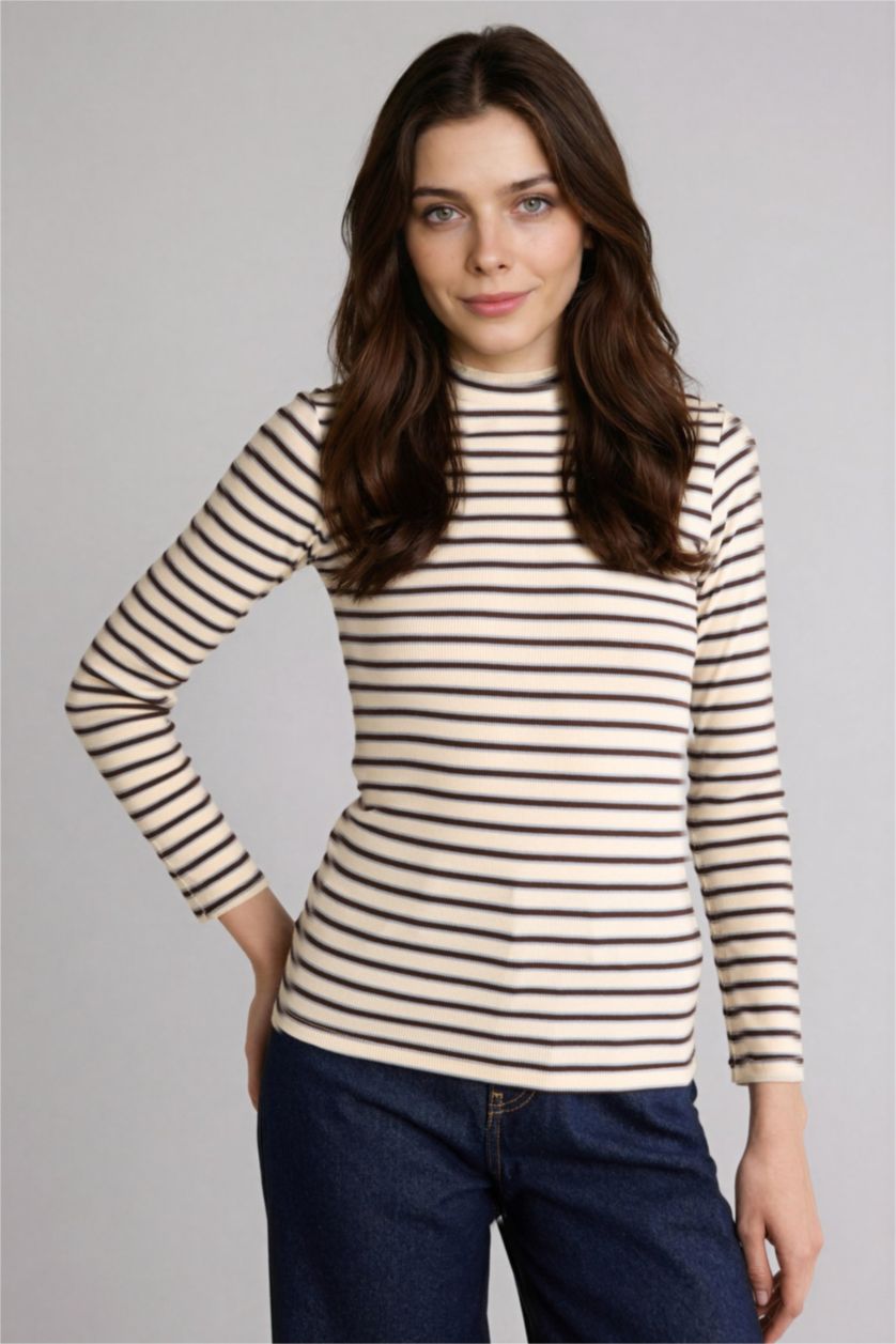 Kadın Açık Mavi Slım Fıt Uzun Kollu Tunik