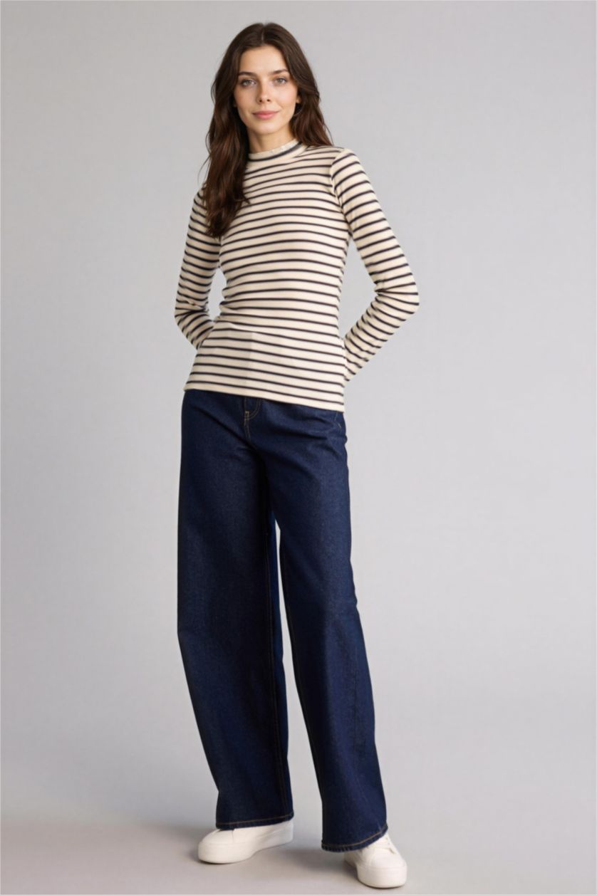 نساء أزرق فاتح تونيك مضلع سليم فيت