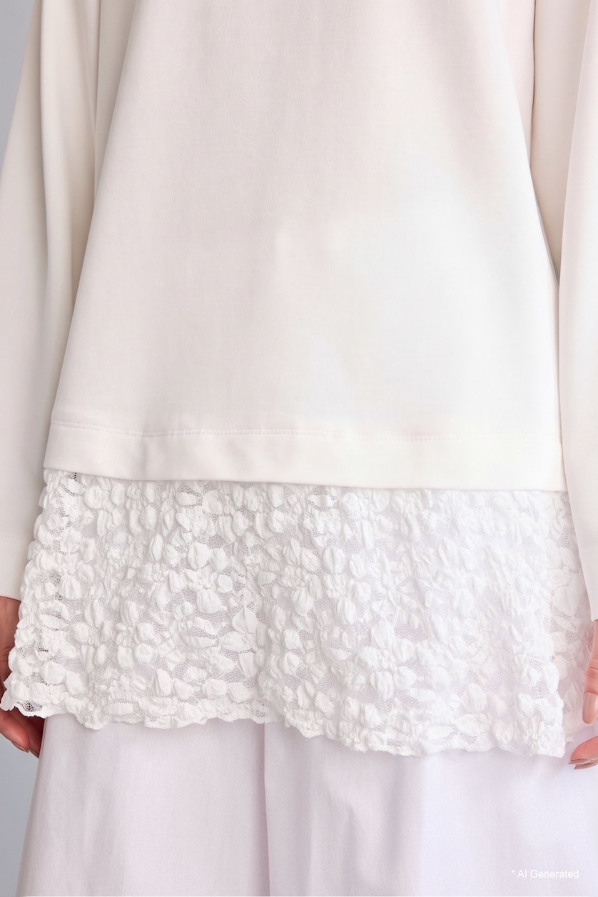 Kadın Ekru Loose Fit Uzun Kollu Sweatshirt Tunik