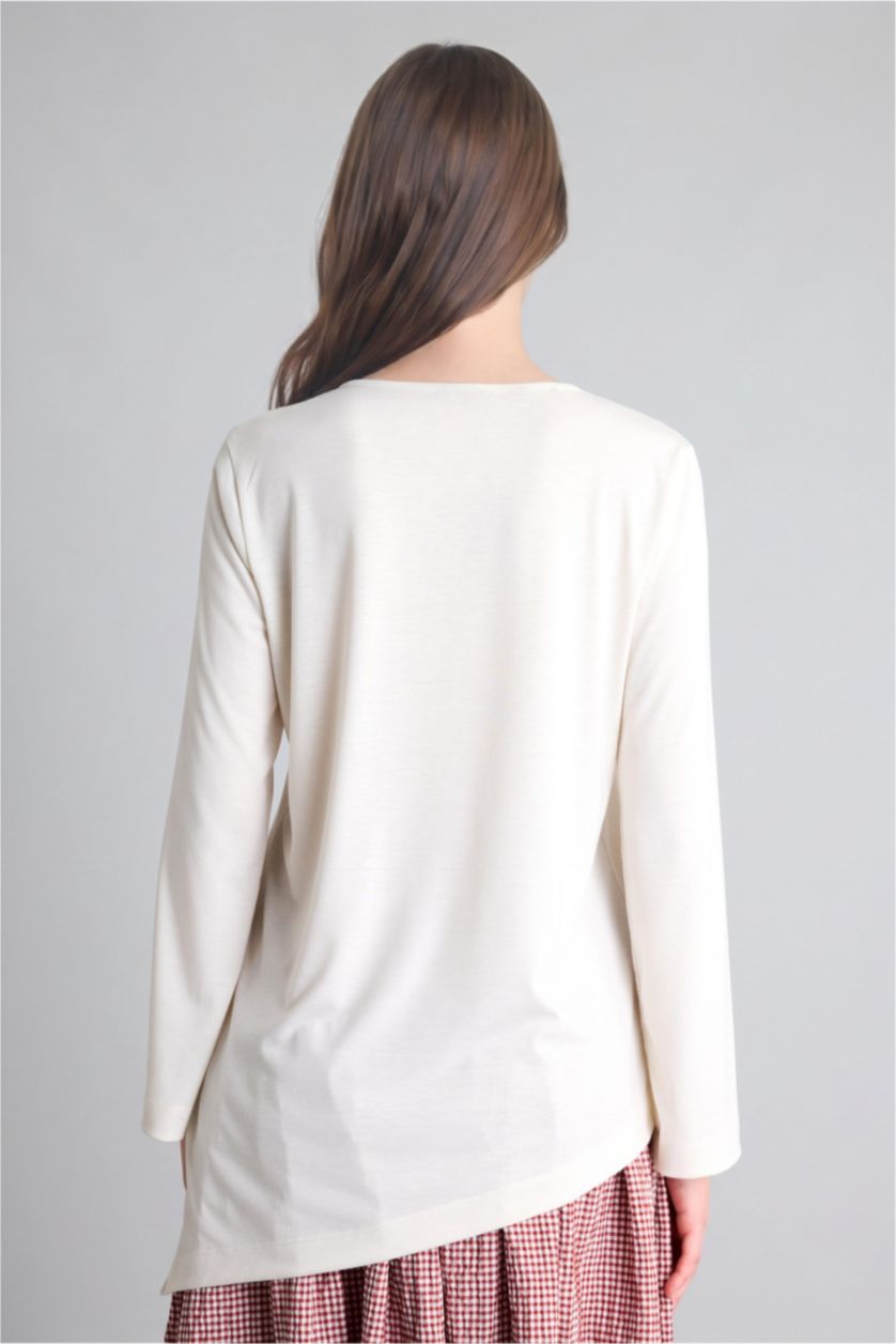 FEMME Blanc T-shirt loose blanc à manches longues