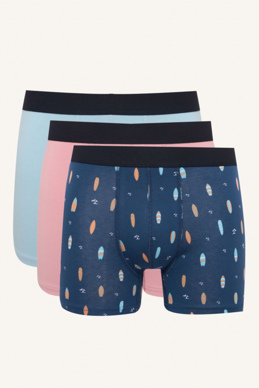 رجال كحلي بوكسر قصة عادية منقوش - 3 قطع