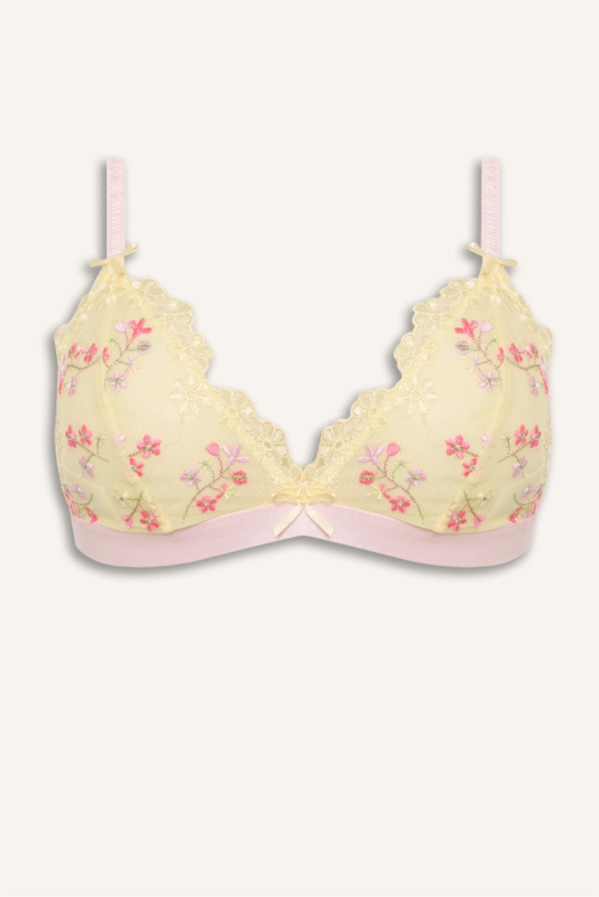 Women Light Yellow Fall in Love Bra