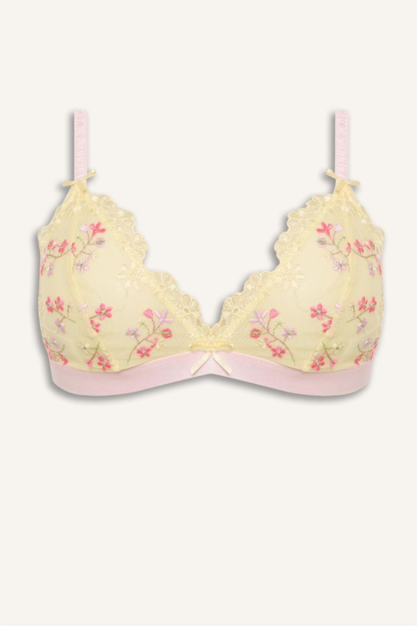 WOMAN Light Yellow حمالة صدر برا بدون بطانة فلورال