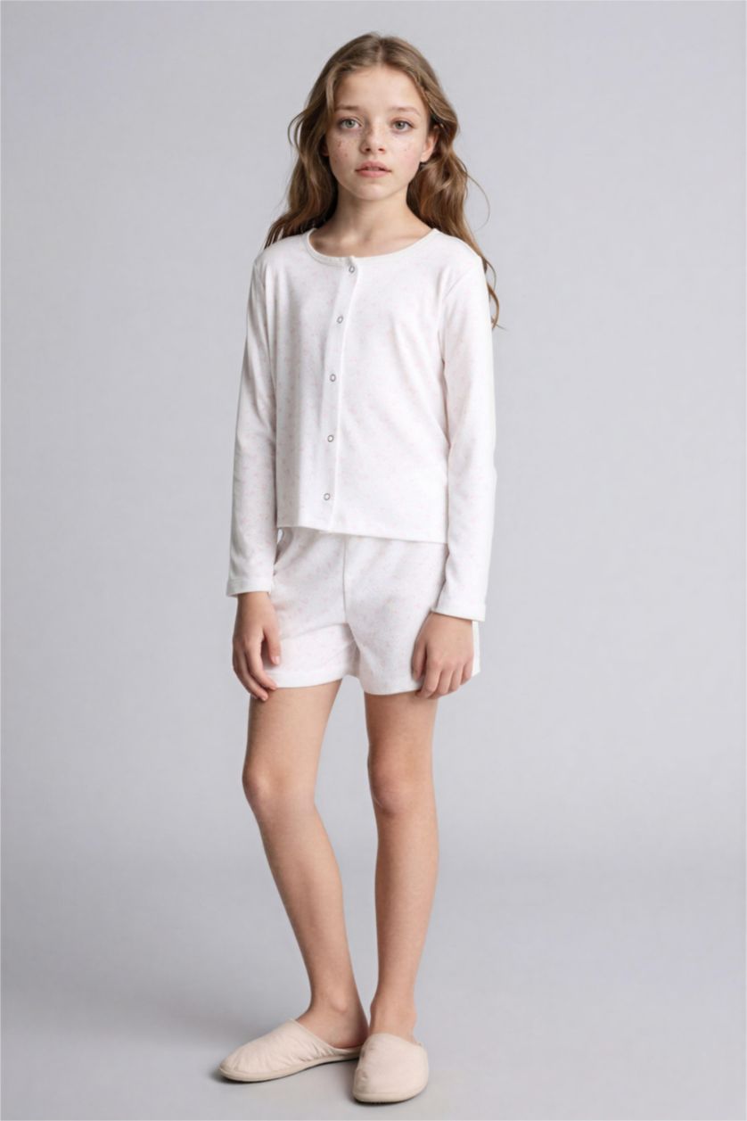 Kız Çocuk - Genç Kız Ekru 3'lü Pijama Takımı Kız Çocuk