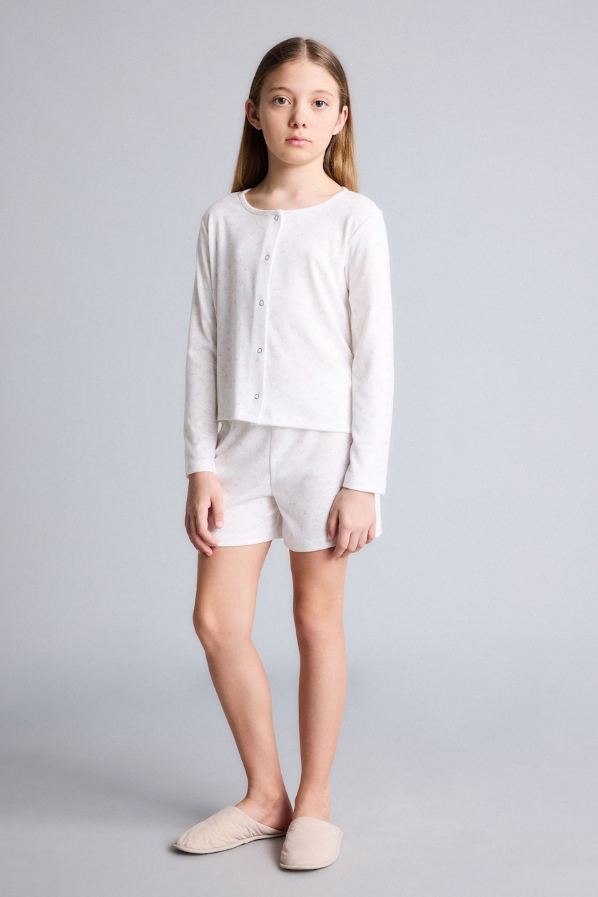 Girls & Teens Ecru 3 piece Knitted Pyjamas